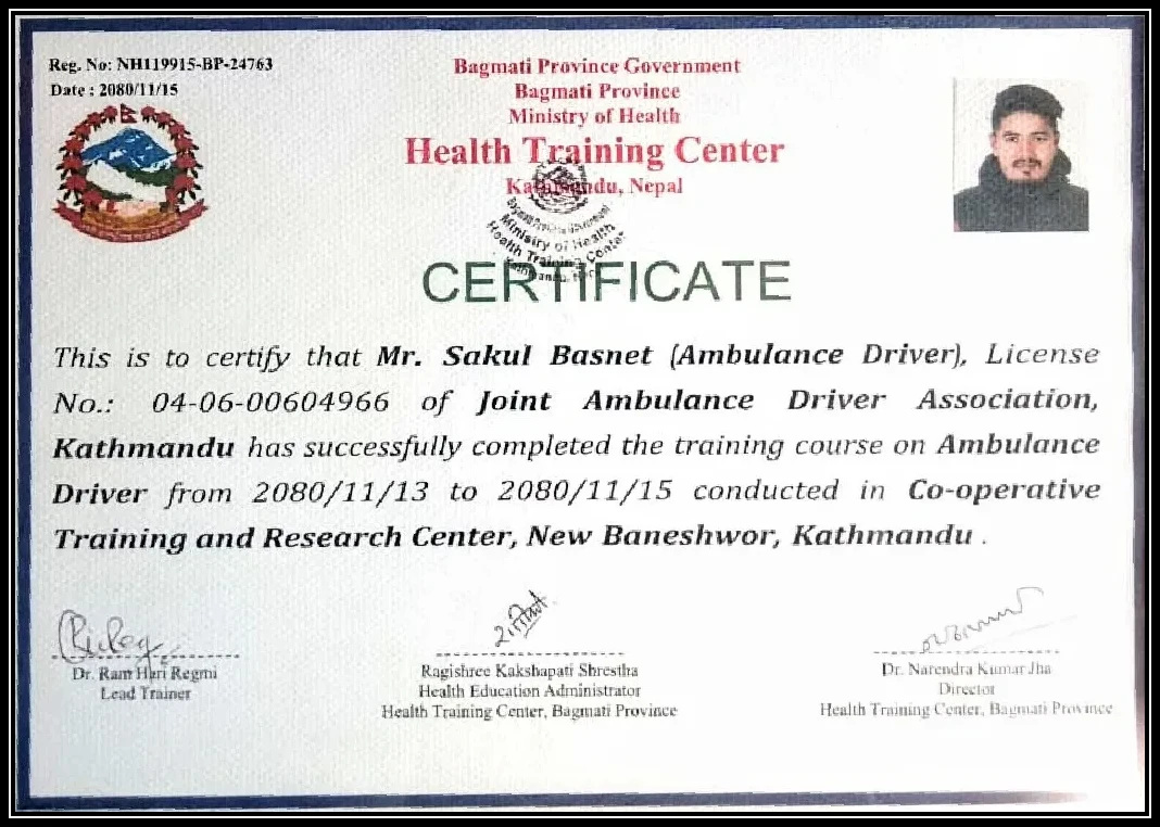 Official Certification for Ambulance Drivers